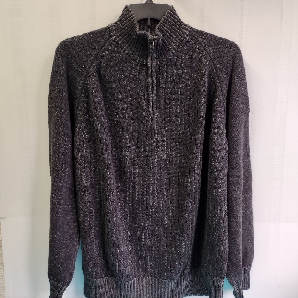 Timberland Men's Black Distressed 1/4 Zip Sweater Size XL